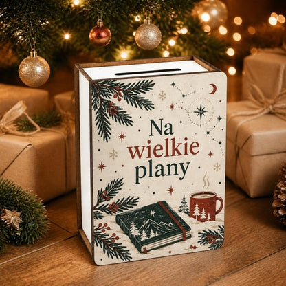 Skarbonka vintage „Na wielkie plany” pod choinką
