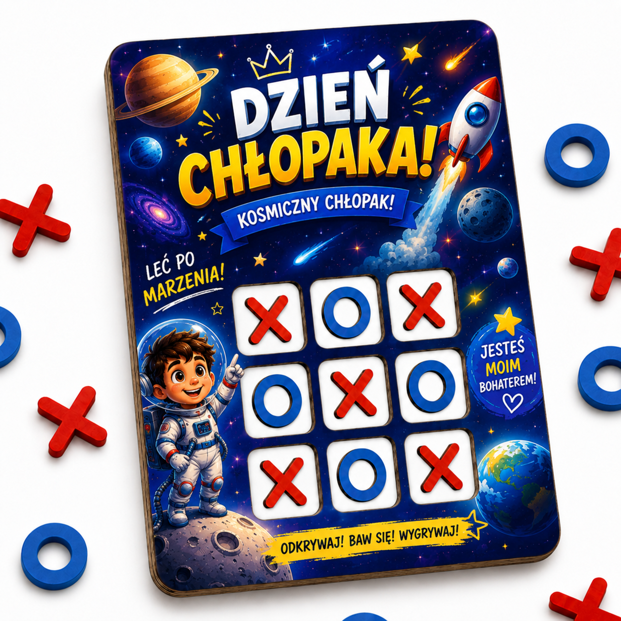 Kółko i krzyżyk HDF na Dzień Chłopaka - wzór kosmos