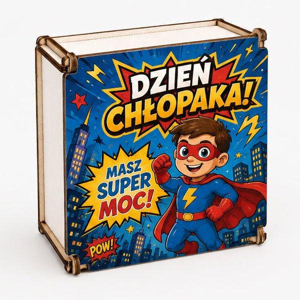 Pudełko HDF na słodycze na Dzień Chłopaka - wzór Bohater