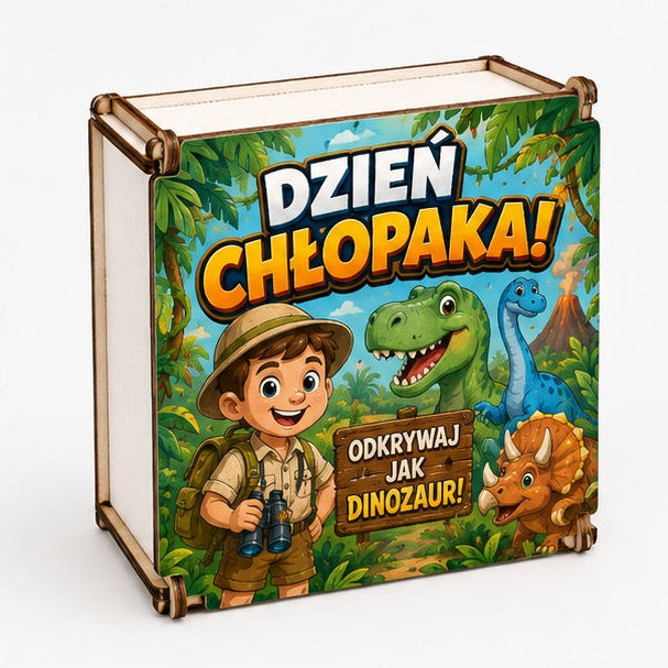 Pudełko HDF na słodycze na Dzień Chłopaka - wzór Odkrywca