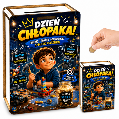 Skarbonka na Dzień Chłopaka - wzór majsterkowicz