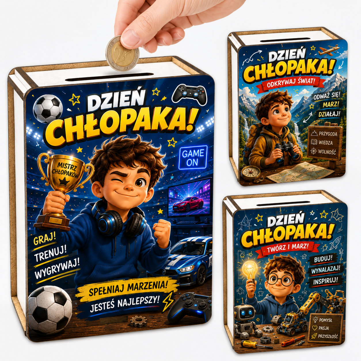 Skarbonki na Dzień Chłopaka - wizualizacja wariantów