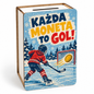 Skarbonka świąteczna dla chłopca „Każda moneta to gol!” z hokeistą na zamarzniętym stawie